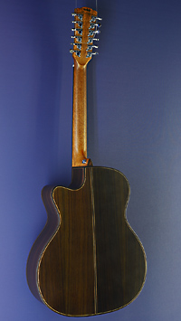 Merida Alcazaba A 17DCEH 12-string Guitar cedar, rosewood, cutaway, pickup, back view